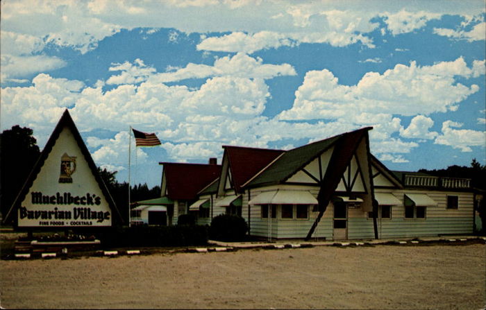 Alcona Brew Haus (Muehlbecks Bavarian Village) - Old Postcard Front (newer photo)